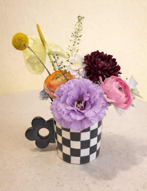 Lilies Bloom Mug Checkerboard